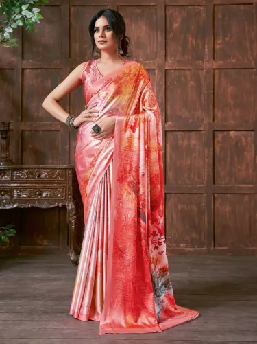 Grey Crepe Saree With Geometric Print and Zari Borders at Soch