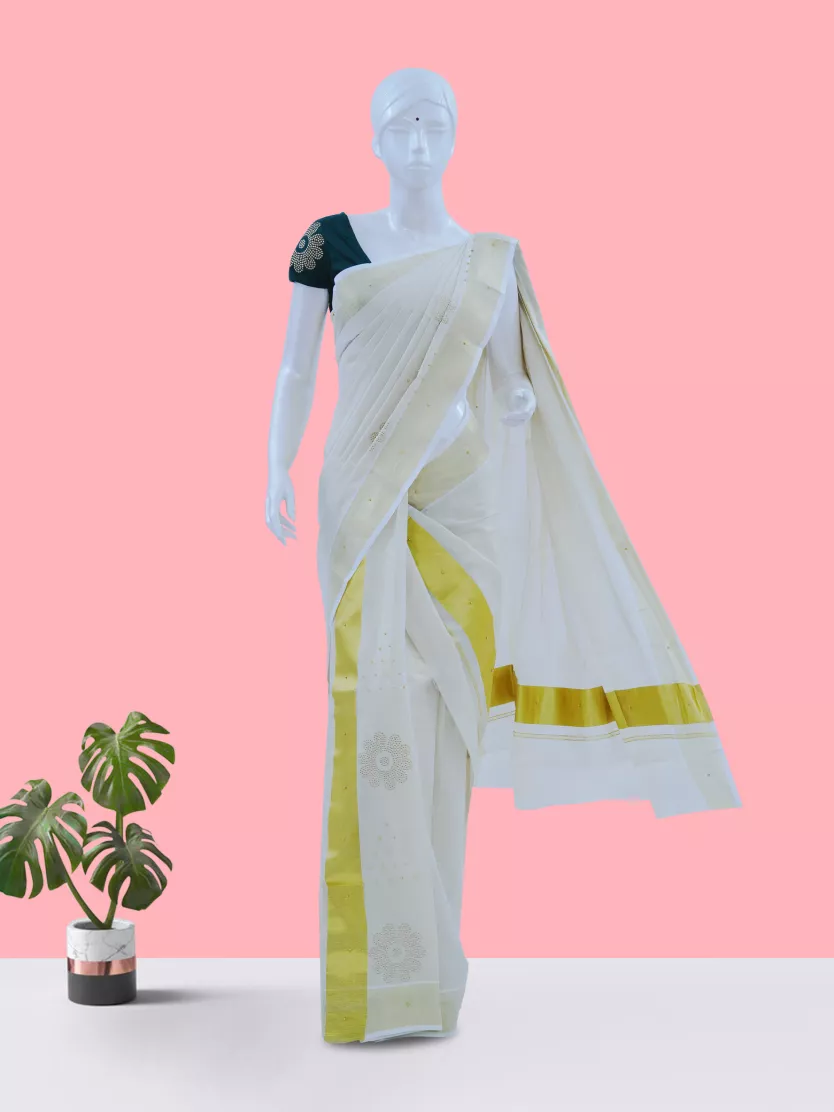 Kerala Saree Ilam Neela Set Mundu – The Kaithari Project