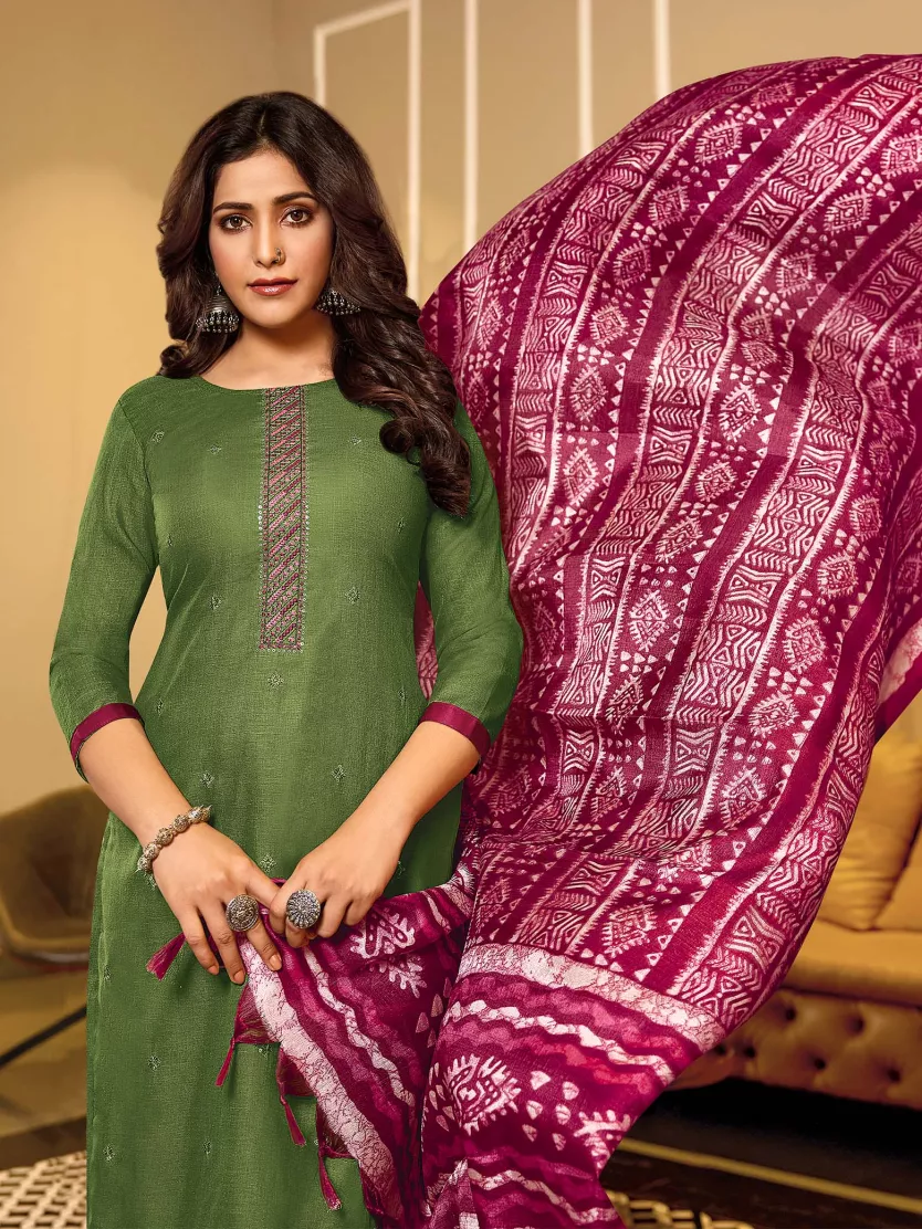 Mehendi Green Linen Shirt Kurta