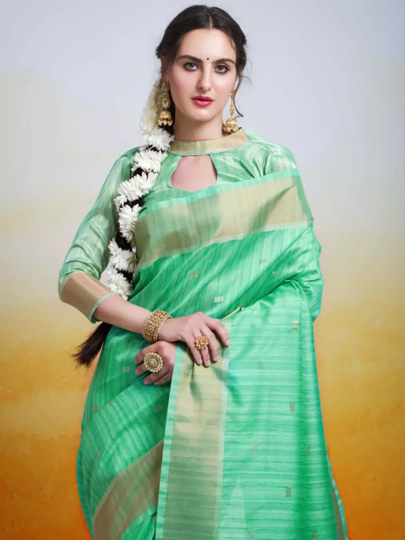 Organic Jute Silk Saree – www.vannamayil.com