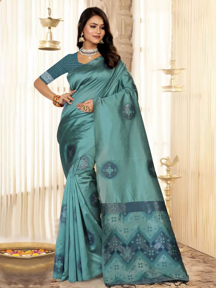 Timeless Light Cyan Color Banarasi Organza Silk Weaving Saree | Organza  silk saree, Organza saree, Soft silk sarees