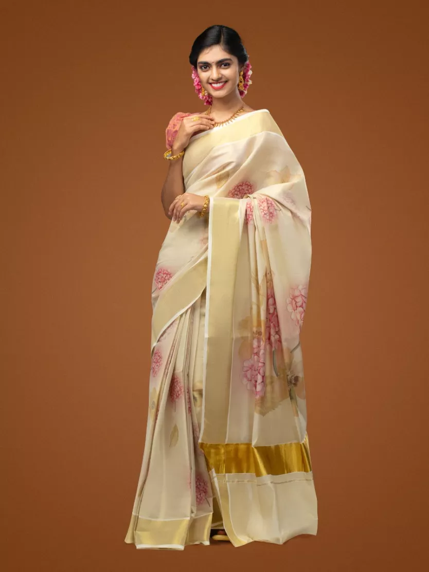 Buy Off-White Sarees for Women by Indie Picks Online | Ajio.com