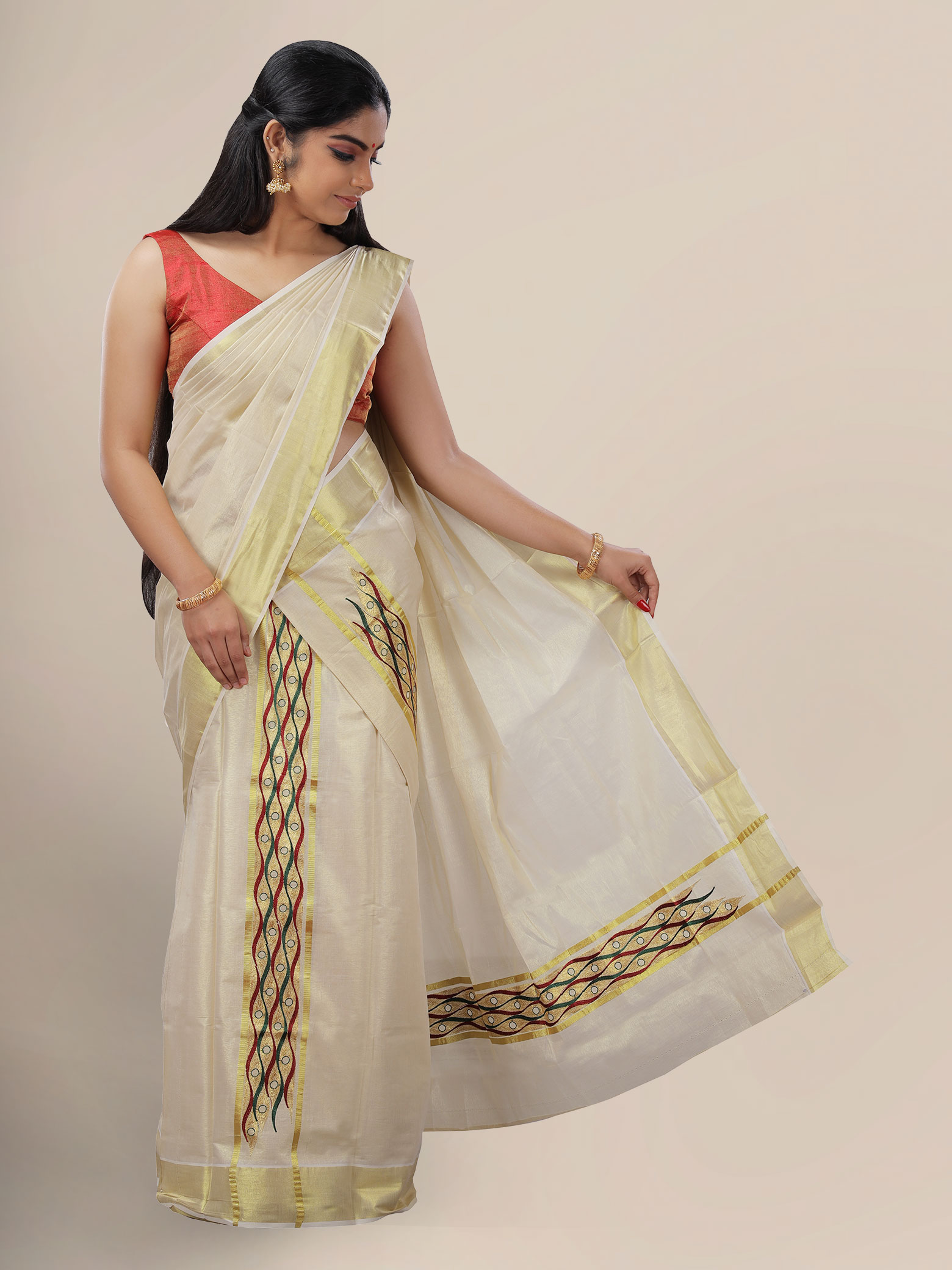 Buy Premium Quality Kerala Golden Tissue Set Mundu With Blouse Material /  Indian Traditional Women Clothing/ Handmade Designs/vishu Onam Wear Online  in India - Etsy